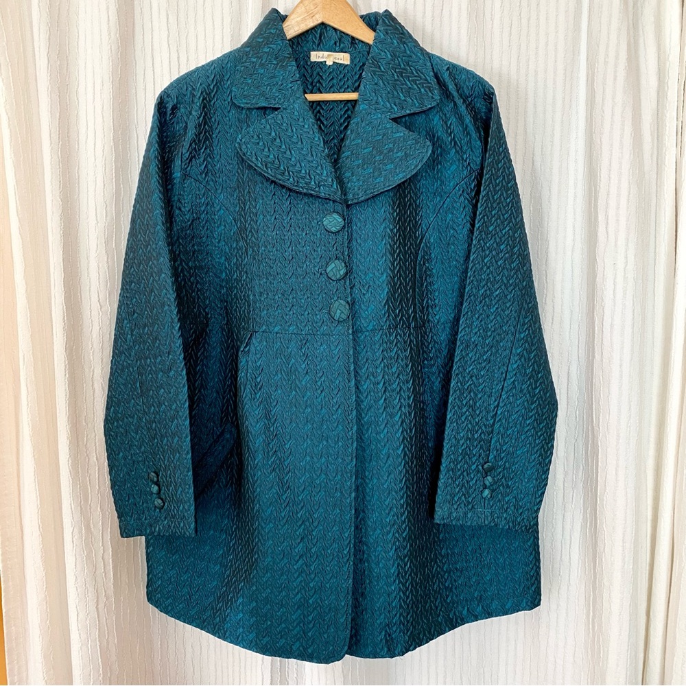 Indigo Soul | Teal Lightweight Textured Jacket Button Closure